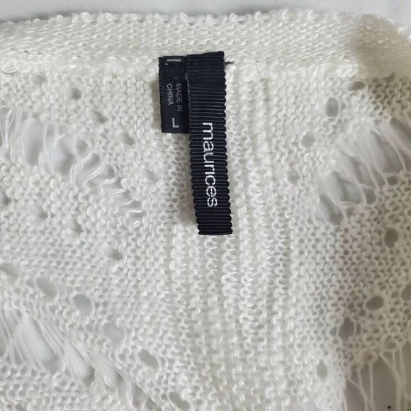 Maurices Women’s Sleeveless Knit Cardigan Vest White Open Front Size L - Picture 5 of 7